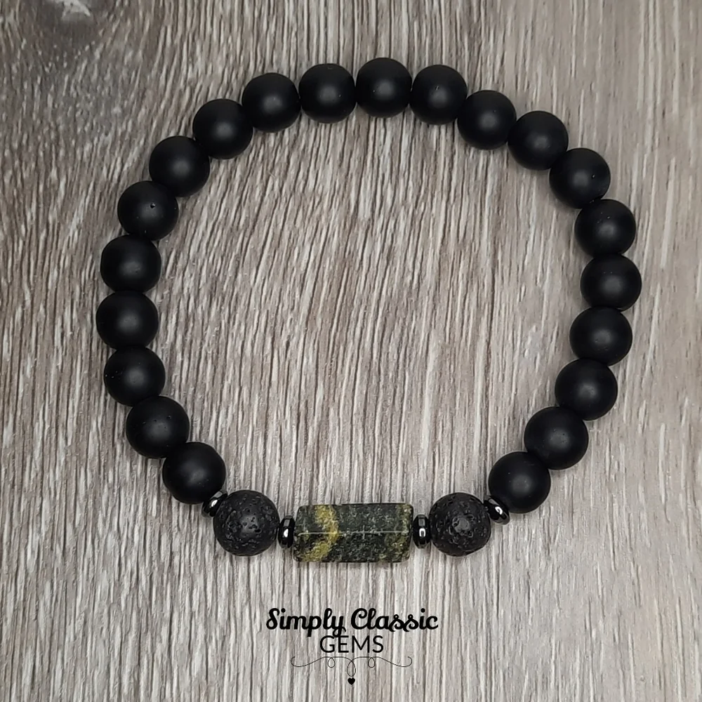 Green serpentine stone bracelet - Picture 3 of 4